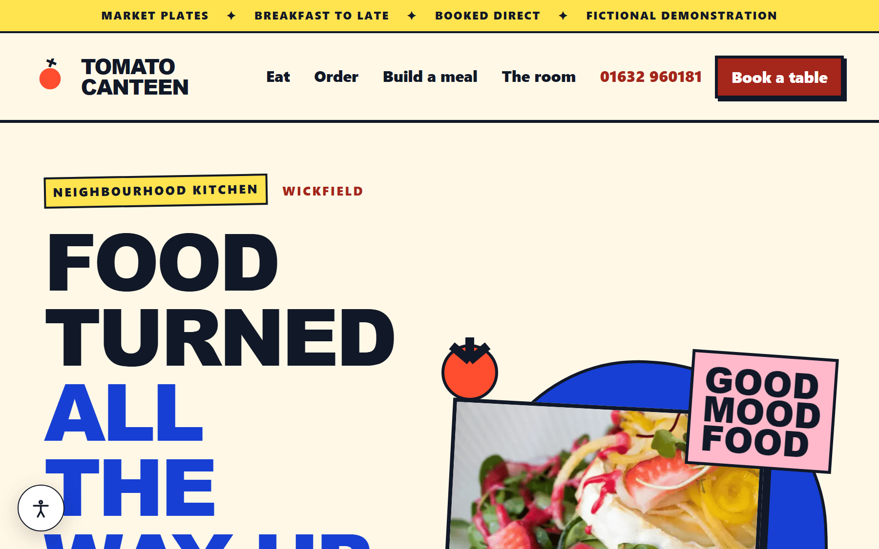 Live Tomato Canteen demonstration shown in a browser preview